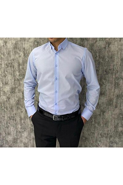 Terziayhan Μπλε πουκάμισο Slim Fit