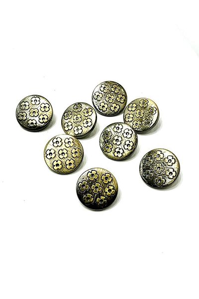 ODDA TASARIM ATÖLYESİ antique yellow metallized flower pattern button