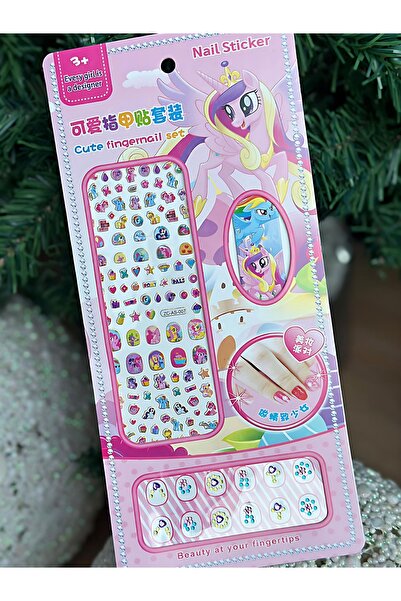 QUEEN AKSESUAR My little pony gökkuşağı unicorn trend çocuk tırnağı taşlı tak...