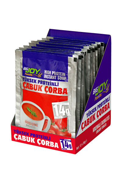 Bigjoy Bigjoy Foods Yüksek Proteinli Çabuk Çorba Domates 12 adet*36gr-14gr Pr...