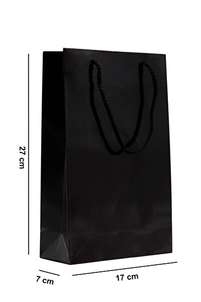 repro design Siyah Premium Karton Çanta 17 x 27 x 7 cm 2 Adet Hediye Poşeti