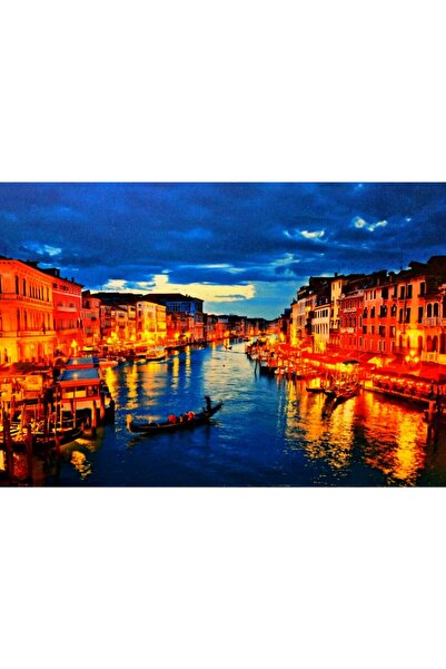 Haki Alışveriş Dünyası Kanvas Tablo Venedik Manzarası 65x45 Ledli Işıklı Deko...