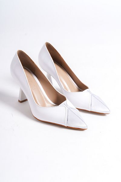 ELLOLİTA LUXURY SHOES Stilletto de lux cu detaliu din piele lacuita alba