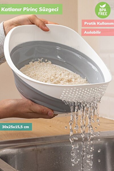 BİODATA Yuvarlak Katlanır Pirinç Süzgeci Elek Plastik Kevgir Sebze Meyve Yıka...