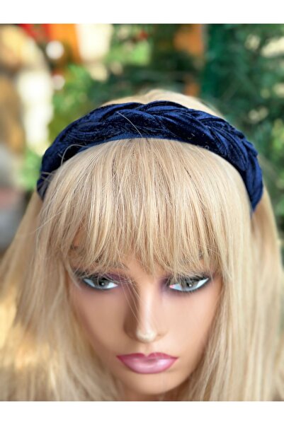 QUEEN AKSESUAR Внесен луксозен френски модел дизайн кадифена плетена корона в тъмносин цвят за жени