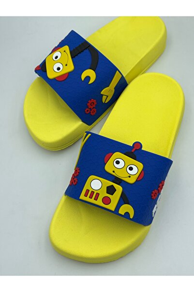 GEZER BOY'S SLIPPERS SINK STREET SEA BEACH POOL SLIPPERS ROBOT PATTERNED