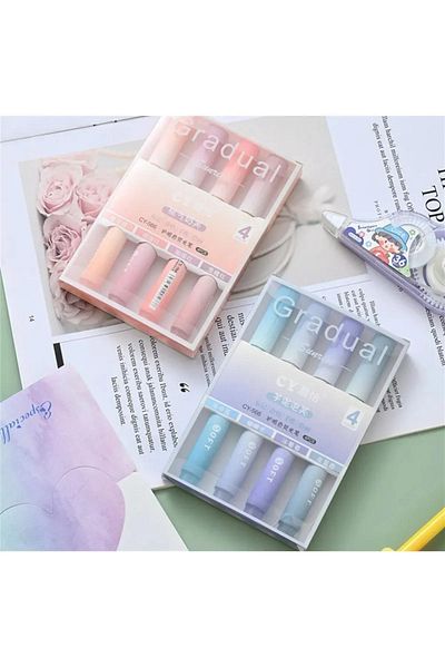 NaSaDAN 2 Pieces Soft Tones Highlighter Set 8 Pieces