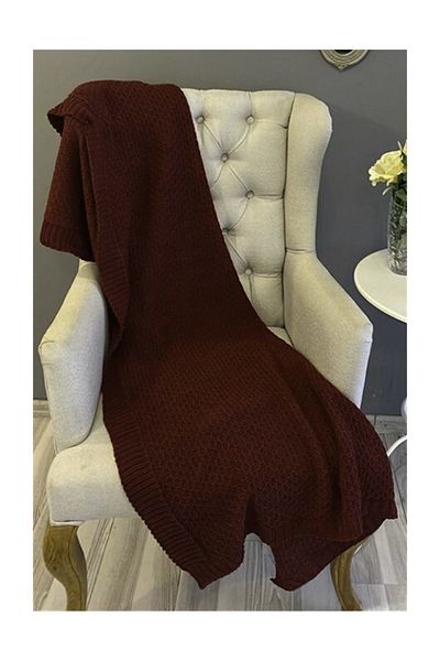 Ocean Burgundy Knitwear Knitted Shoulder Shawl