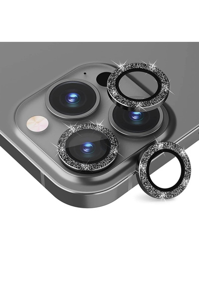 Go Aksesuar Iphone 14 Pro Ve 14 Promax Birebir Uyumlu Simli Glitter Kamera Le...