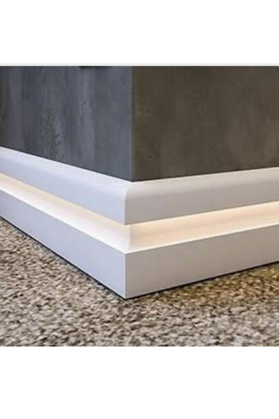 BY İSTANBUL Yalı Serisi 12.5 Mt Lake Beyaz Led Kanallı Süpürgelik 12cm Pvc Beyaz