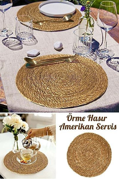 safestore 6-Piece Wicker Plate Knitting - American Serving Bamboo Tableware Pot Mat Fireproof
