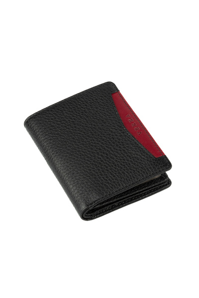 Verka Hakiki Deri Dikey Unisex Çift Renkli Cüzdan Siyah-Kırmızı