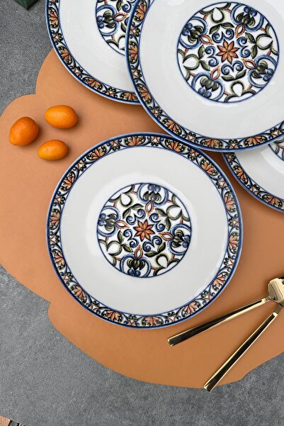 porselenden Verde 6 kişilik 19 cm Özel Tasarım Porselen Pasta Takımı Kahvaltılık Sunum Tabağı