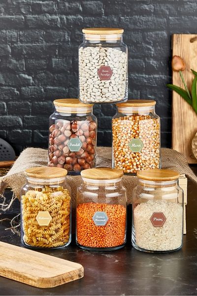 ŞAKİLATA CONCEPT 6-Piece Jar with Lid Glass Storage Container 800ml