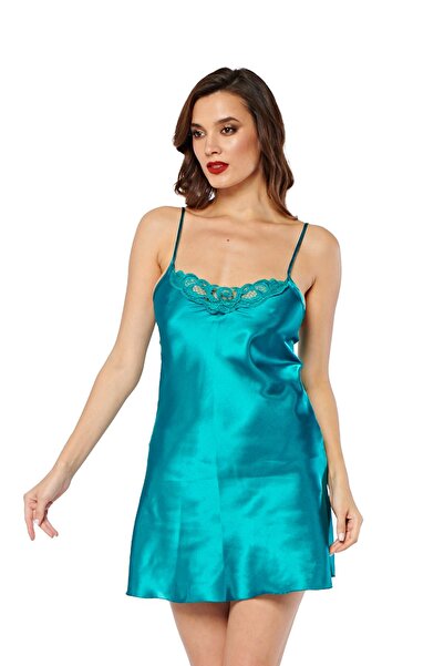 TİSTA Strappy Satin Nightgown Green
