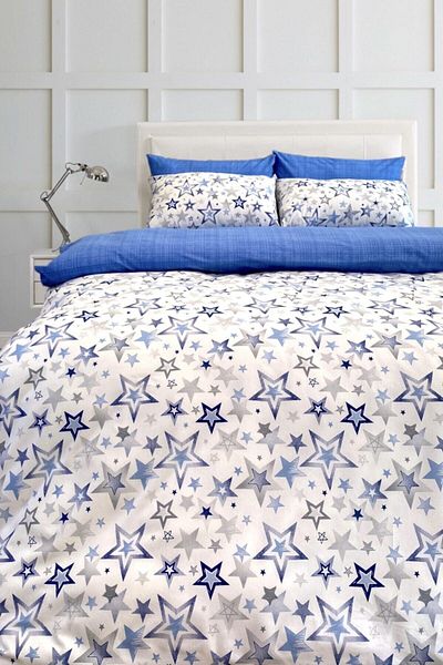 Alla Turca Set pilota dublu Star Blue cu cearceaf elastic