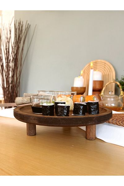 KaiHome Wooden Dark Color Round Leg Riser/Presenter/Organizer