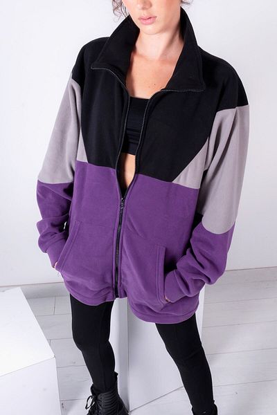 Vatkalimon Πλήρες φερμουάρ Μαύρο Γκρι Μωβ Fleece