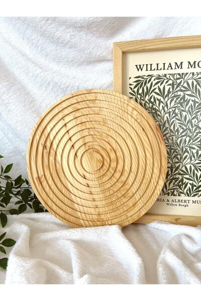 KaiHome صينية زخرفية دائرية منحوتة من الخشب الطبيعي/صينية عرض/صينية تقديم/صينية حمام