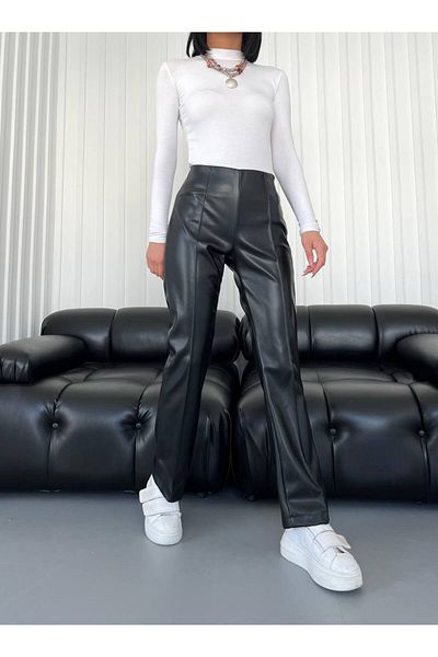 Sachistanbul Pantaloni din piele neagră