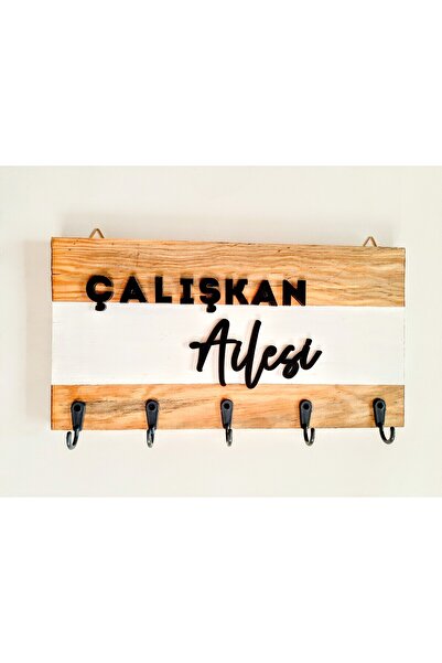 EL YAPIMI PSAcraft Masif Ahşap Anahtar Askısı İsme Özel 26 X 13 CM