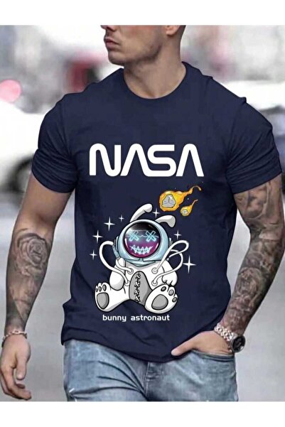 MAGORS تي شيرت STYLE-X BUNNY ASTRANOT برقبة دائرية، قطن، أبيض وأزرق داكن