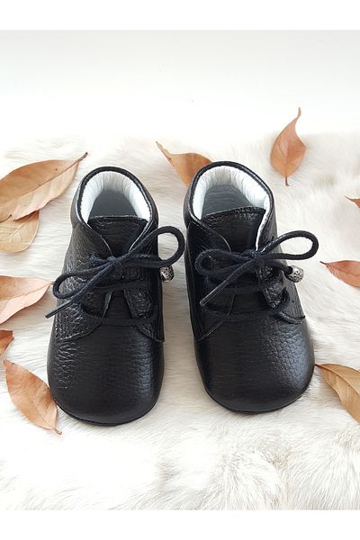 Hodore Black Genuine Leather Baby Boots