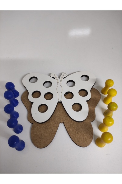 YAHO OYUNCAĞIN DOĞAL HALİ Montessori Educational Wooden Toy Plug-in Removable Colorful Wooden Butterfly Toy