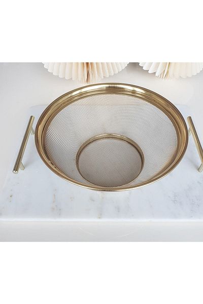 LOVYCO Gold Stainless Steel Pasta-Rice Strainer 24 Cm