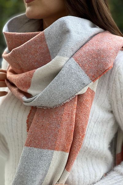 Novon Giyim & Aksesuar Unisex Stamp Textured Fringed Premium Long Scarf
