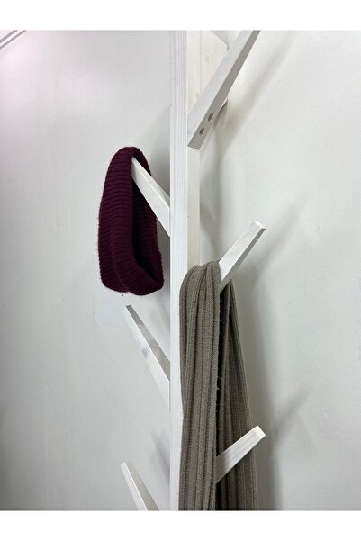 O&A WOOD Doğal Ahşap Vestiyer, Dekoratif 8 Askılı Portmanto, Vintage Elbise A...