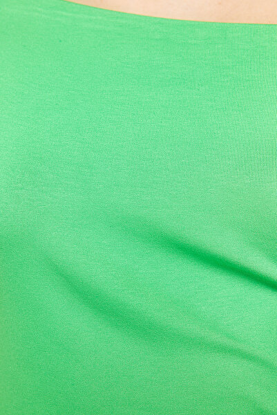 Trendyol Collection Green Boat Neck Fitted Flexible Knitted Blouse with Viscous/Soft Fabric TWOSS24BZ00090