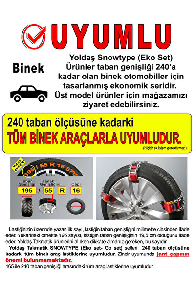 YOLDAŞ TAKMATİK Snowtype Kar Zinciri 6lı Eko Set Yg6
