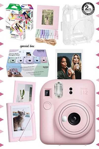 Fujifilm Instax mini 12 Pembe Fotoğraf Makinesi-30'lu Film-Albüm-Mandal-Çerçe...