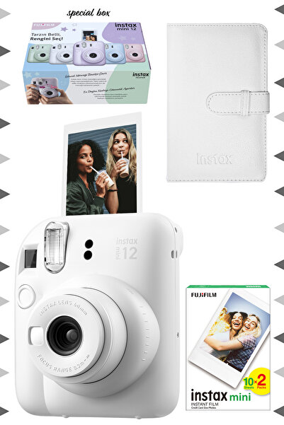 Fujifilm Instax Mini 12 Beyaz Fotoğraf Makinesi-20'li Film Ve Laporta Albüm Seti
