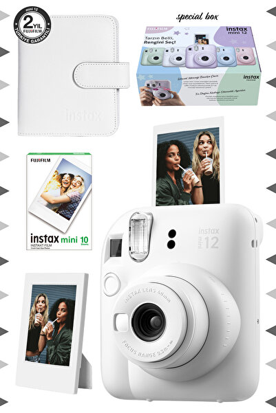 Fujifilm Instax Mini 12 Beyaz Fotoğraf Makinesi-10'lu Film-çerçeve Ve Kare Al...