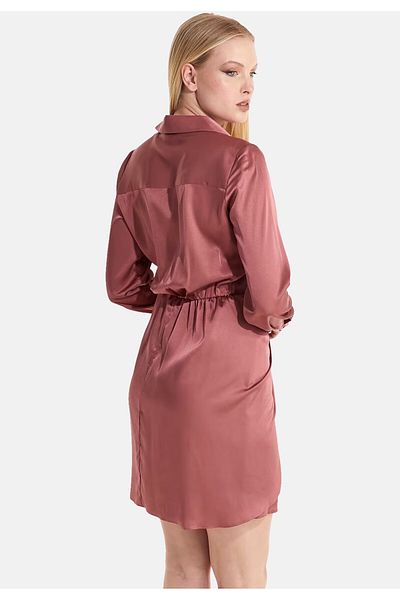 Guess Kleider Langärmliges Hemdkleid Alya mit durchgehender Knopfleiste in glänzender Optik