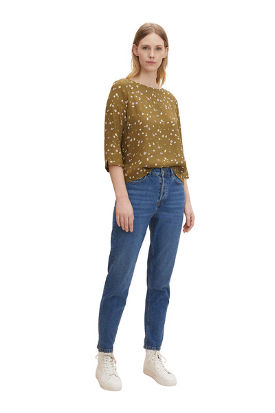 Tom Tailor Bluse Gemusterte Sommerbluse mit U-Boot Ausschnitt