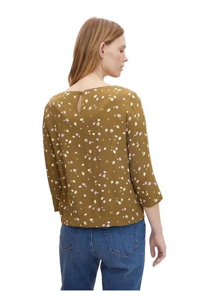 Tom Tailor Bluse Gemusterte Sommerbluse mit U-Boot Ausschnitt