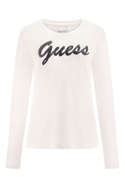 Guess Shirt Langarmshirt ADRIANA TEE mit Rundhalsausschnitt und Logo-Print in Slim Fit
