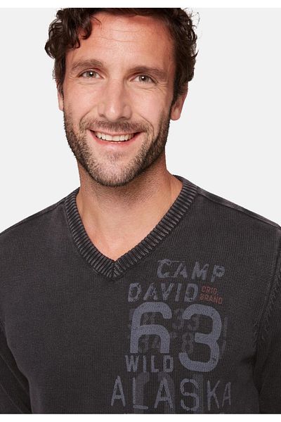 Camp David Pullover Strickpullover V-Ausschnitt