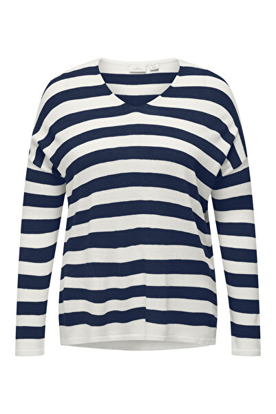 Only Carmakoma CARAMALIA LS STRIPE V-NECK KNT