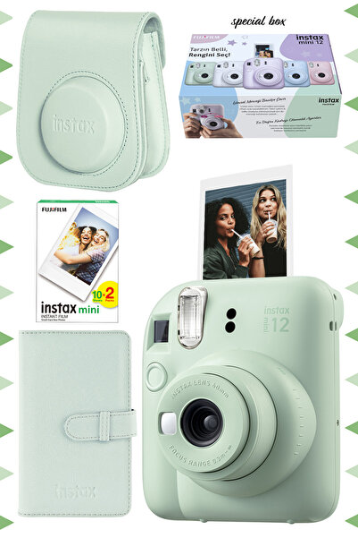 Fujifilm Instax mini 12 Yeşil Fotoğraf Makinesi-20'li Film-Laporta Albüm ve D...