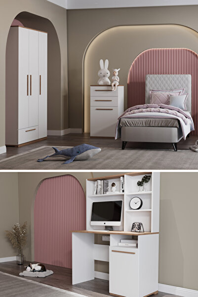 Modalife Çocuk Odası Takımı Baza Başlık Yatak&gardırop&çalışma Masası&şifonye...