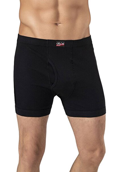 OBJE Siyah Pamuklu Erkek Boxer