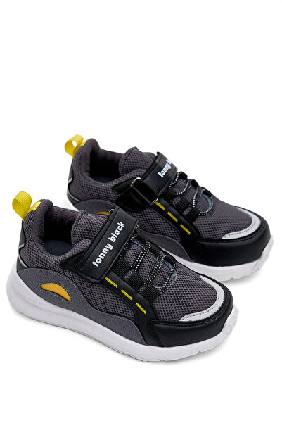 Tonny Black Children's Unisex Smoked Black Faylon Sole Comfortable Fit Velcro Children's Shoes