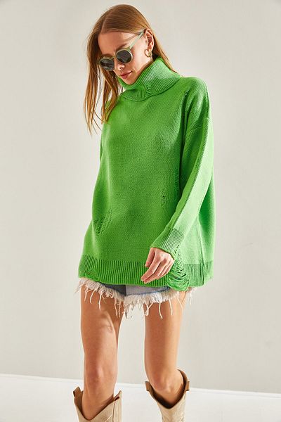 Bianco Lucci Pulover oversize din tricotaj cu model rupt pentru damă