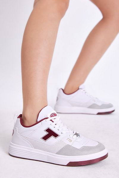 Tonny Black Unisex, alb, roșu Claret, cu talpă confortabilă, pantofi cu șireturi