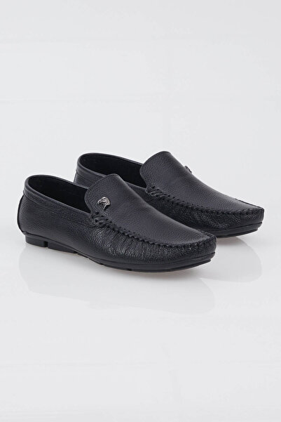 Tonny Black Men's Black Comfortable Fit Genuine Leather Loafer