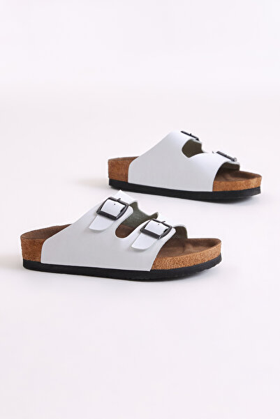 Tonny Black Children's Unisex White Comfortable Poly Sole Double Buckle Nubuck Sandals